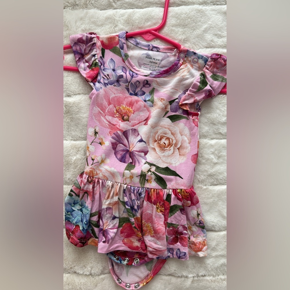 Posh Peanut Pink Floral Kids Dress
